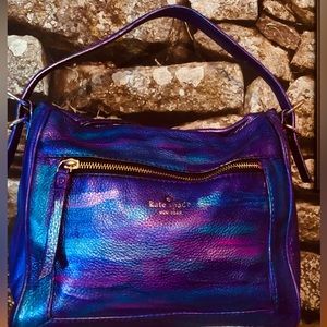 Kate Spade Metallic Rainbow Multi Colored Leather Hand Bag BENEFITS ANIMAL RESC